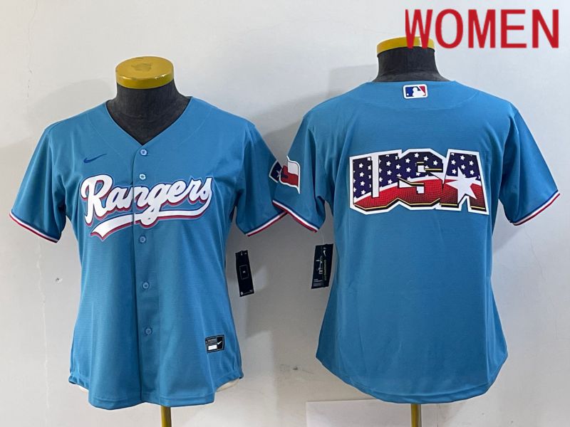 Women Texas Rangers Blank Blue Game Nike 2024 MLB Jersey style 1
